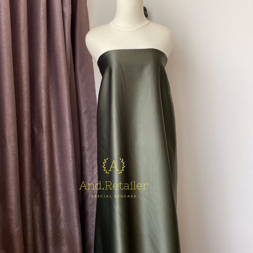 Kain Satin Velvet Premium Warna Hijau Army Bahan Seragaman Bahan Furing Bisa untuk Background Backdrop Foto Produk