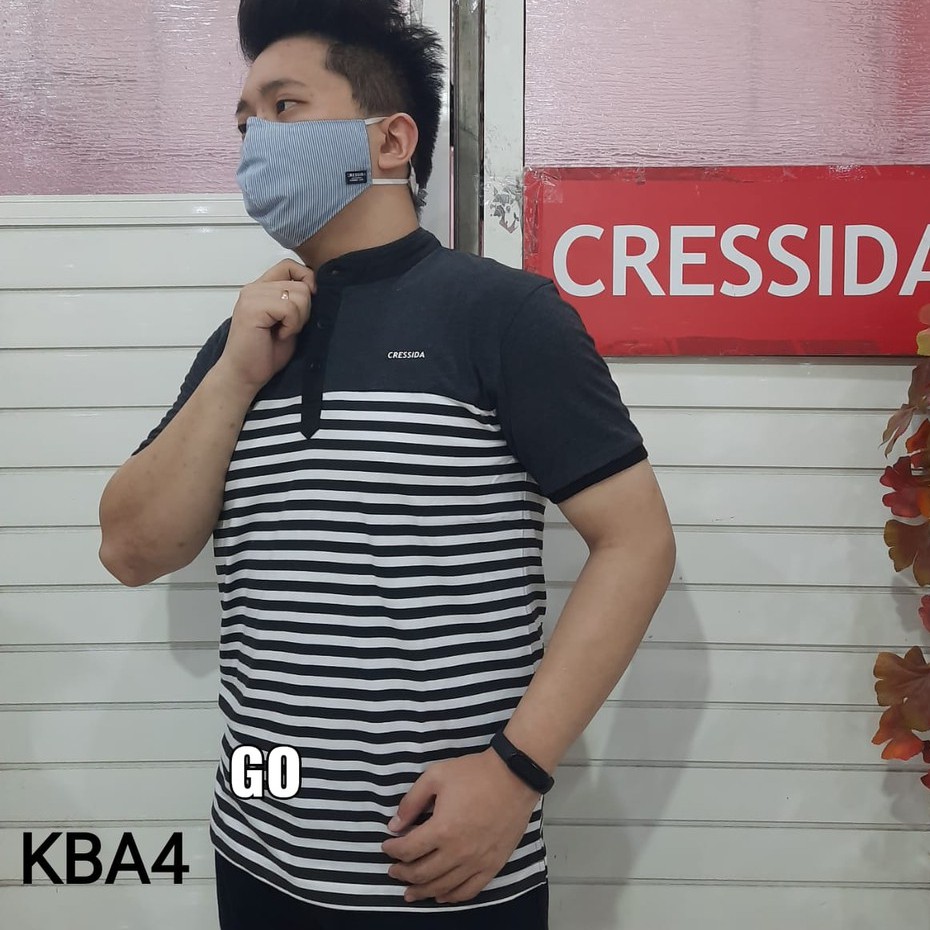 gof KBA CRESSIDA KAOS OBLONG Kerah Shanghai Polos Motif Cowok Pakaian Pria Kaos Oblong