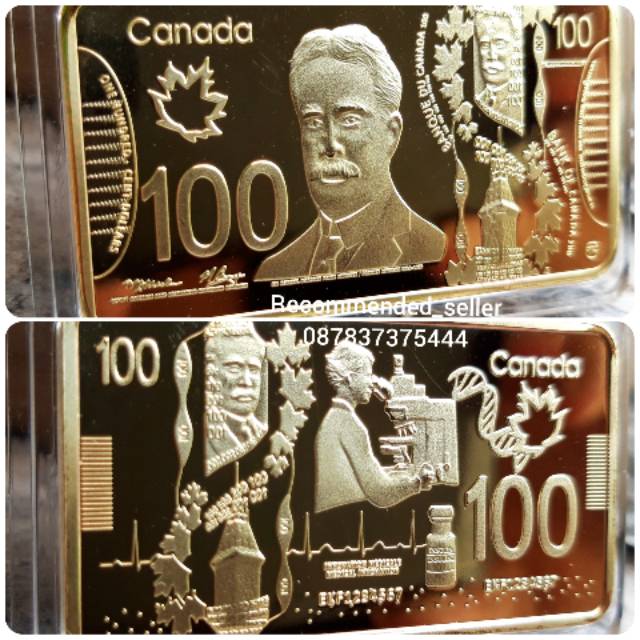 Souvenir gold bar replika emas batangan 100 dollar canada