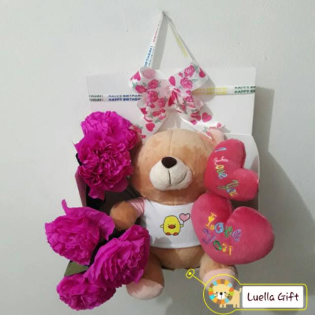 

Parcel Hadiah Kado Ulang Tahun Birthday Bunga Kertas Boneka Forever Friend Teddy Bear