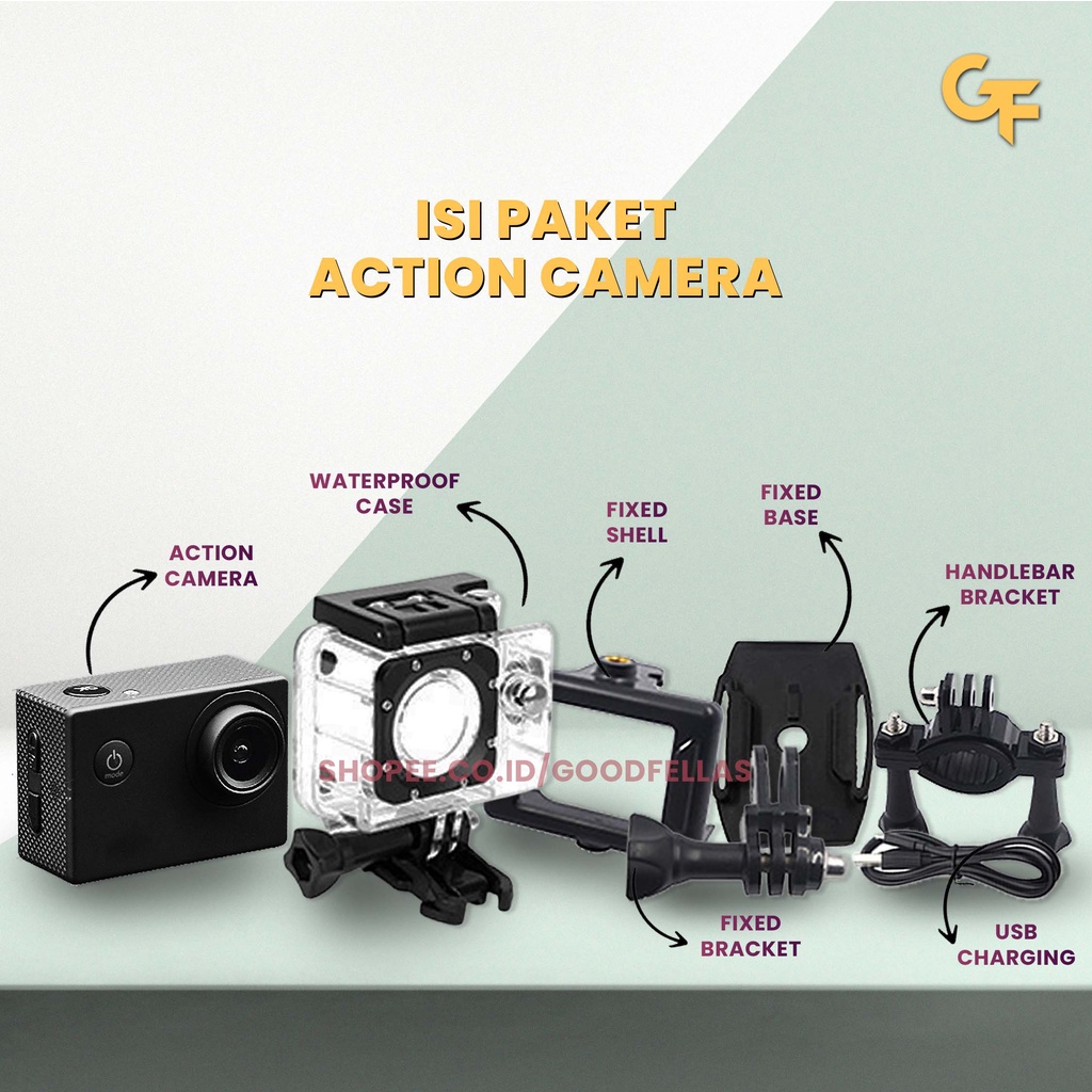 ACTION CAMERA 4K DAN 1080 HD WATERPROOF 900 MAH AKSESORIS LENGKAP - GOODFELLAS-5