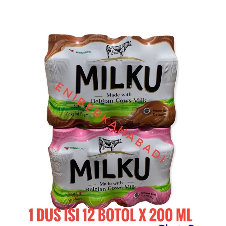 Jual Milku Susu Coklat Dan Strawberry 200 Ml 1 Pak Isi 12 Botol Mei