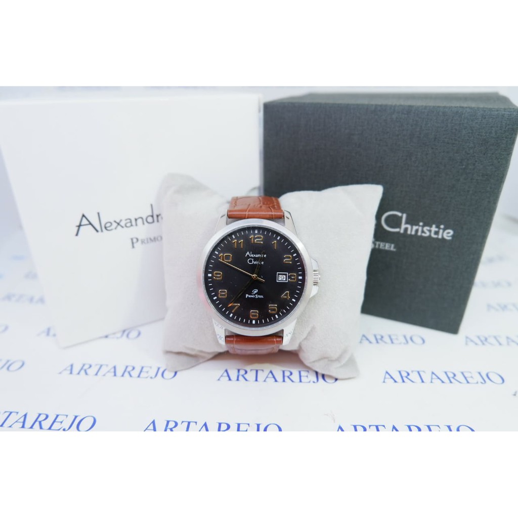 JAM TANGAN PRIA ALEXANDRE CHRISTIE AC 1008 KULIT COKLAT MUDA