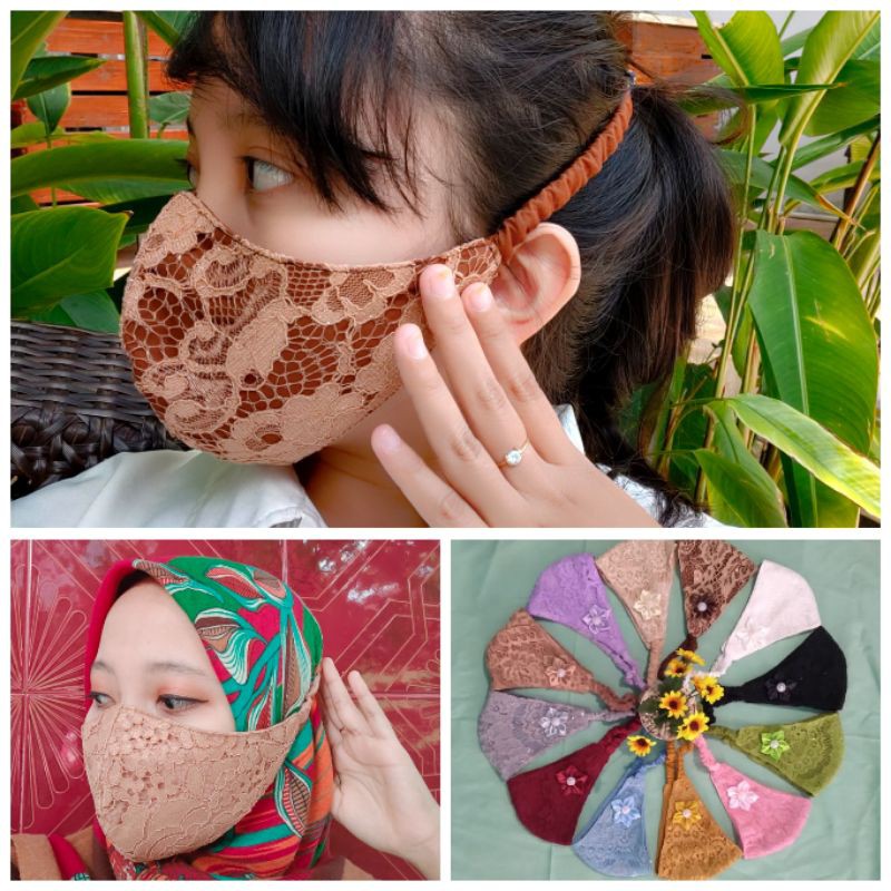 masker brukat, masker wanita, masker cantik, masker lucu, masker brokat, masker hijab