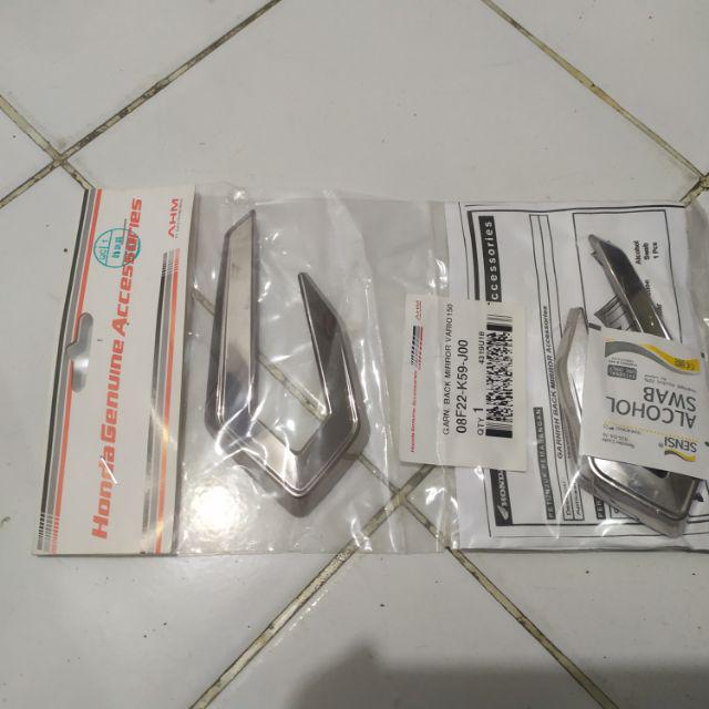 GARNISH BACK MIRROR VARIO NEW ORIGINAL HONDA AHM / GARNISH SPION BARU DAN SEGEL(SEPASANG)-Crome