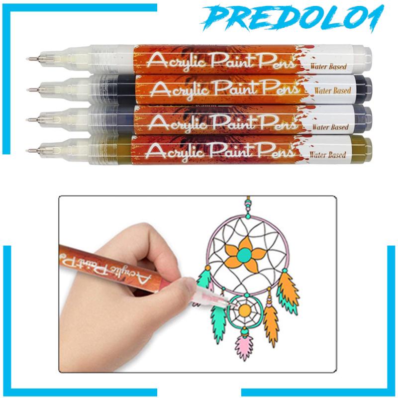 (Predolo1) Spidol Akrilik 0.5mm 4 Warna Untuk Menulis / Scrapbook