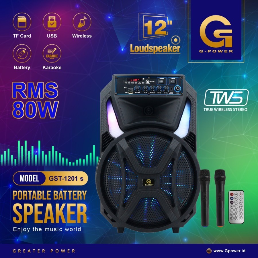 SPEAKER AKTIF 12 INCH G-POWER GST 1201 S SPEAKER PORTABLE EXTRA BASS GST 1201S
