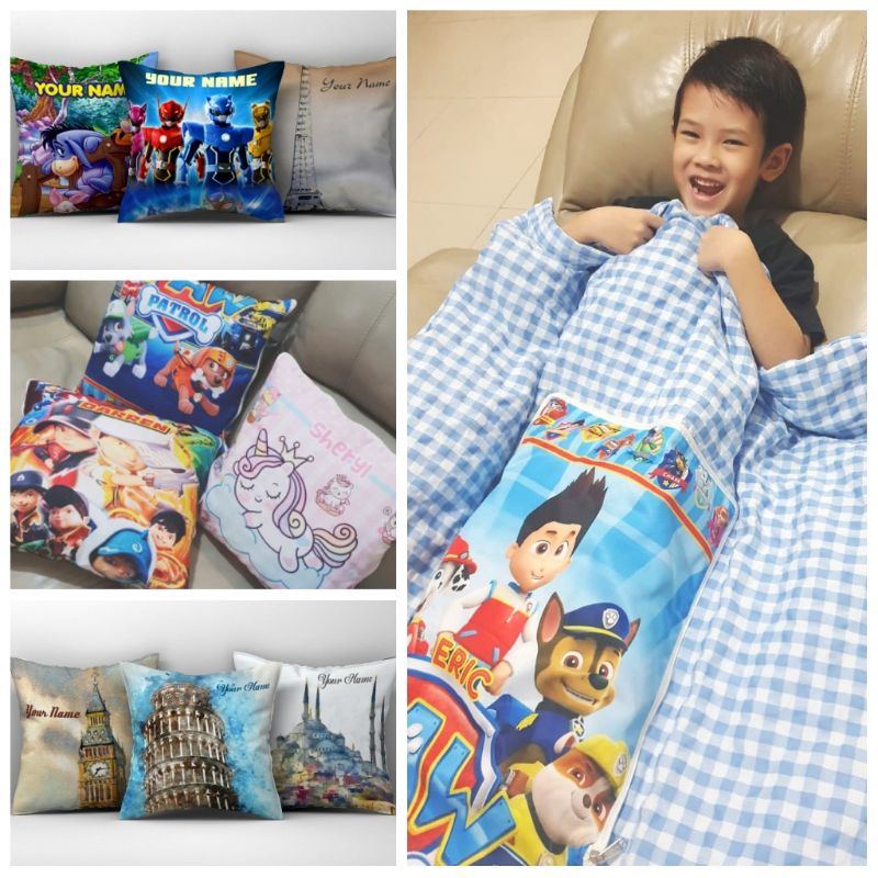 BALMUT KARAKTER ANAK Bantal Selimut Custom Nama