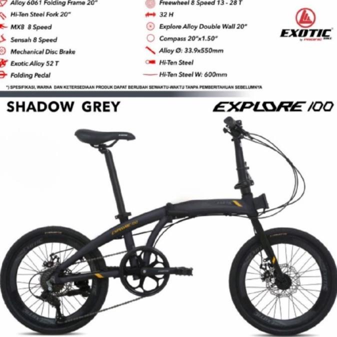 Sepeda Lipat 20 Inch Exotic Explore 100 Alloy
