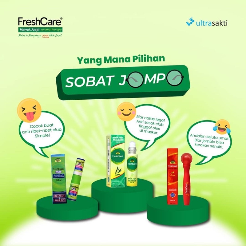 FRESHCARE Minyak Angin Aromatherapy Indonesia / Kayu Putih / Eucalyptus Patch Teens Mix Sports Press Relax Hot Strong / Roll On Inhaler Spray Oil Mask Masker / Fresh Care Aroma Theraphy Terapi Living Gosok Kerok Hirup Oles Wangi / Paket Set Topper Botol