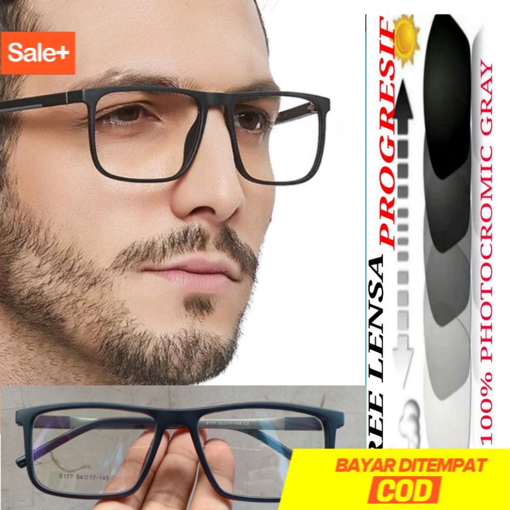 Kacamata progresif plus baca jalan, Kacamata progresif photocromic otomatis, Kacamata progresif pria