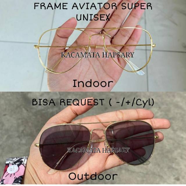 PAKET HEMAT : FRAME KACAMATA AVIATOR + LENSA PHOTOCROMIC | KACAMATA MINUS | KACAMATA ANTI RADIASI