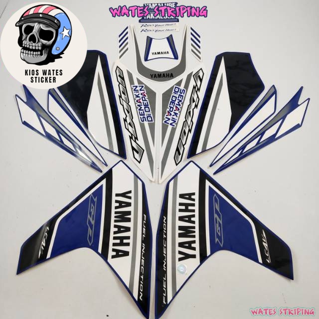 Striping Decal Polet Sticker yamaha vixion 150 r 2014 gp series  biru putih list body standar berkua