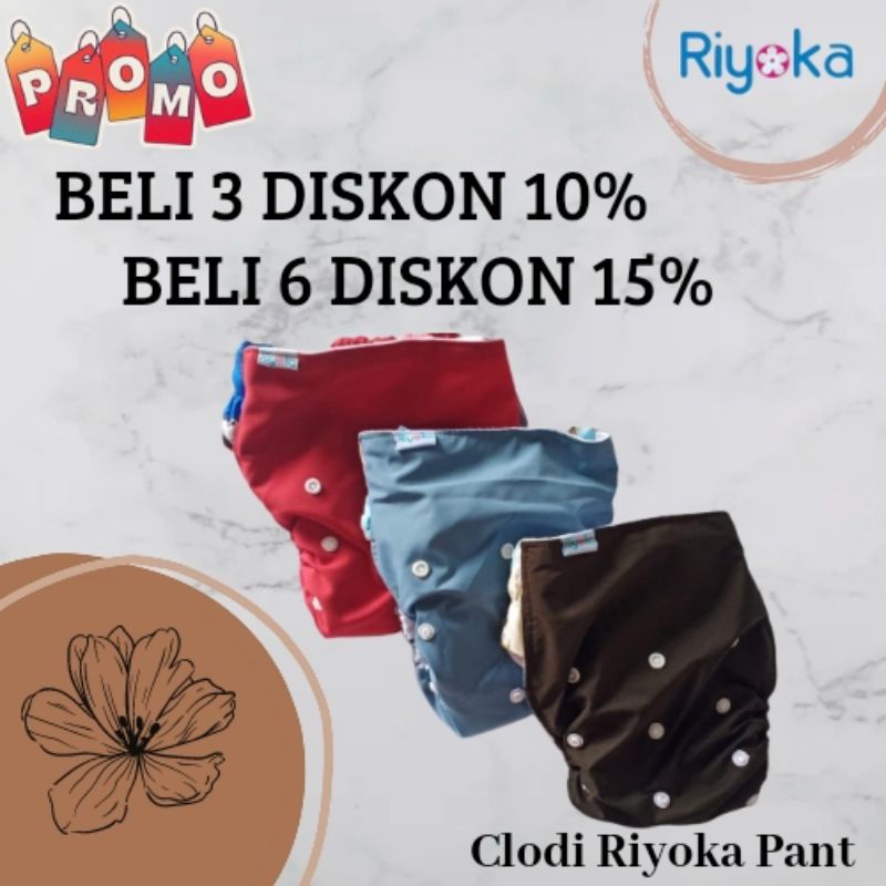 Paket Murah Clodi Riyoka Pants 2 insert mikrofiber estimasi Bb 7-25 kg popok kain premium anti bocor