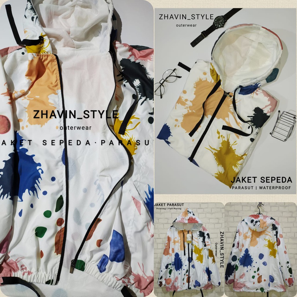 JAKET SEPEDA WANITA / JAKET PARASUT PRINTING