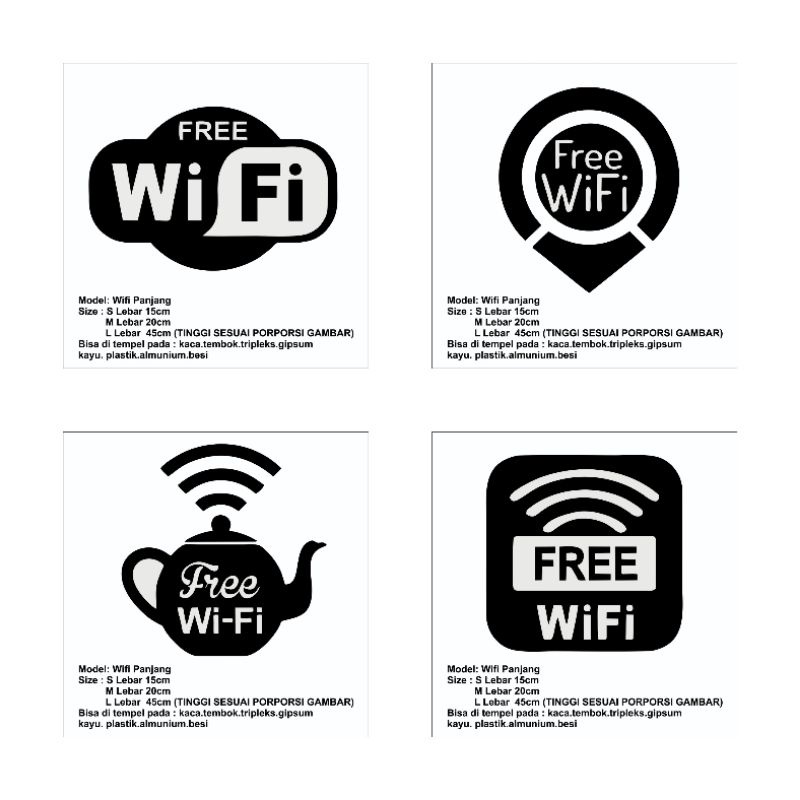 Jual Stiker Free Wifi Dinding Kaca Cafe Kafe Resto Kantor Rumah Makan