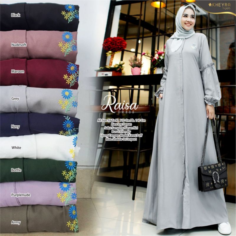 RAISA DRESS GAMIS MUSLIM POLOS ORIGINAL BY KHEYRA