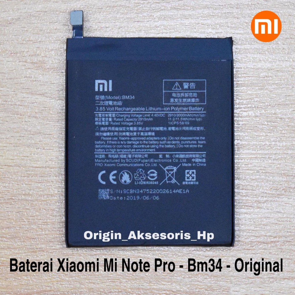 Baterai XIAOMI Note Pro - BM34 - BM 34 ORIGINAL 100% (Bukan Ori99 atau Ori95) dc 88