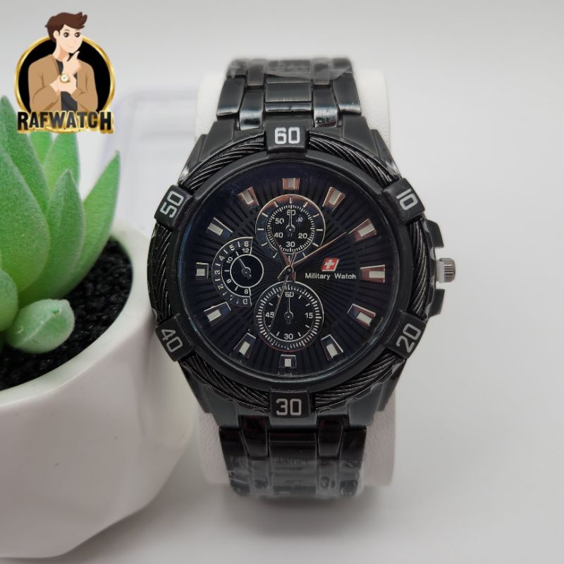 Terbaru Jam Tangan Rantai Pria Casual Sporty Rantai Hitam Putih Rosegold