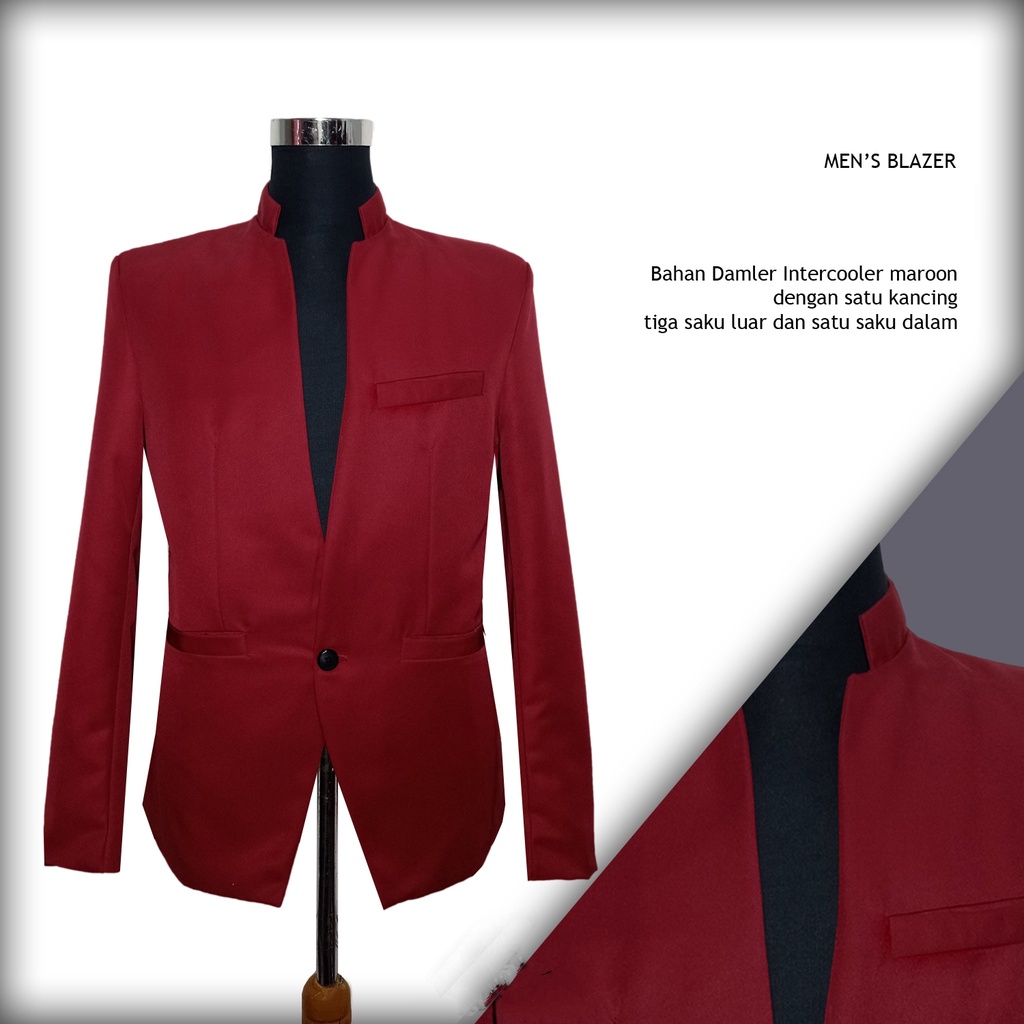 jas blazer merah maroon pria slimfit casual formal