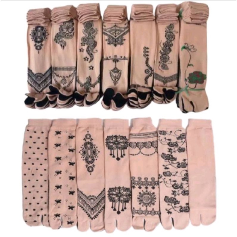 3 pasang kaos kaki jempol motif Hena wanita muslimah dewasa