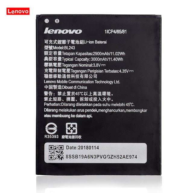 Baterai Lenovo A7000/ A7000+ Bat BL243/ Batrai BL 243