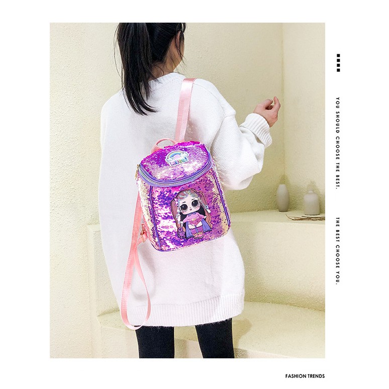 Ransel Sequin LOL tabung - LOL14 backpack anak perempuan tk sd