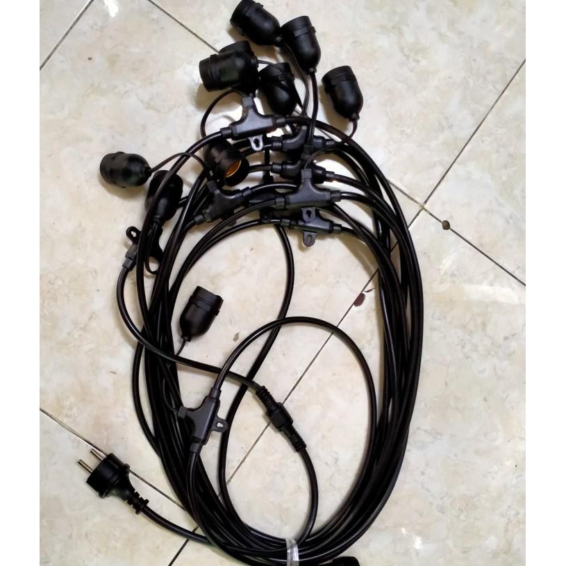 Kabel Hias Fitting Outdoor Kafe 10 meter 10 Fitting Tahan Air