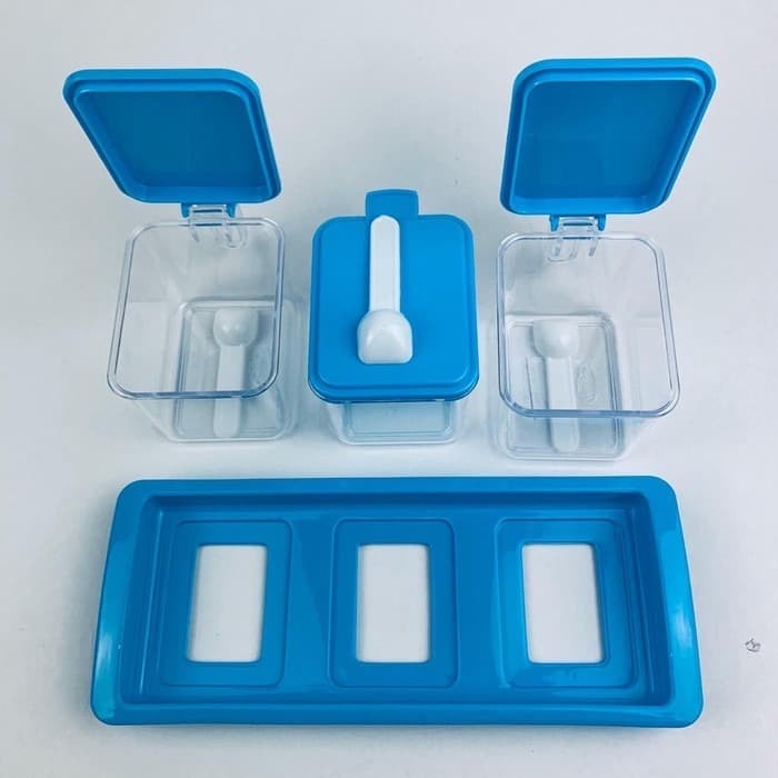 Tempat Bumbu Set Isi 3 Pcs Ayaka Hawaii / Toples Kotak Bumbu Dapur / Rak / Kitchen Set