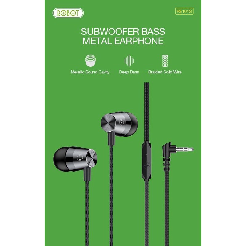 HANDSFREE ROBOT RE101S METAL BASS EARPHONE