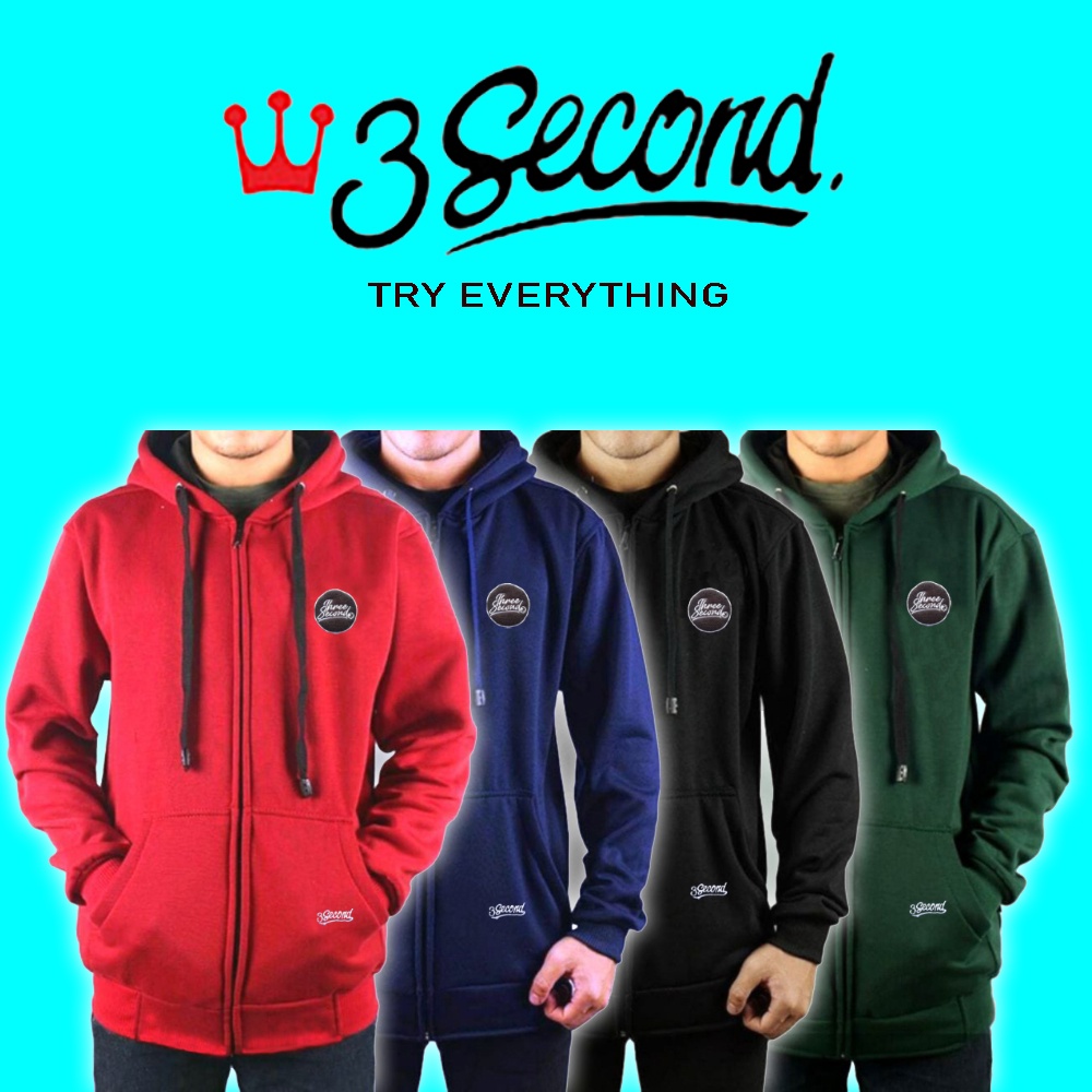 TERBARU - Hoodie Jemper 3SECOND ZIPPER  Wanita Pria Jacket Fleece Tebal Premium | jaket Atasan Murah