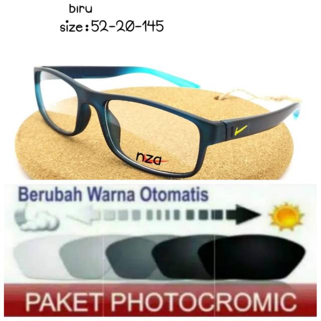 Frame Kacamata Pria Sporty Free Lensa Photocromic Minus Anti UV Plus Kaca mata Terbaru