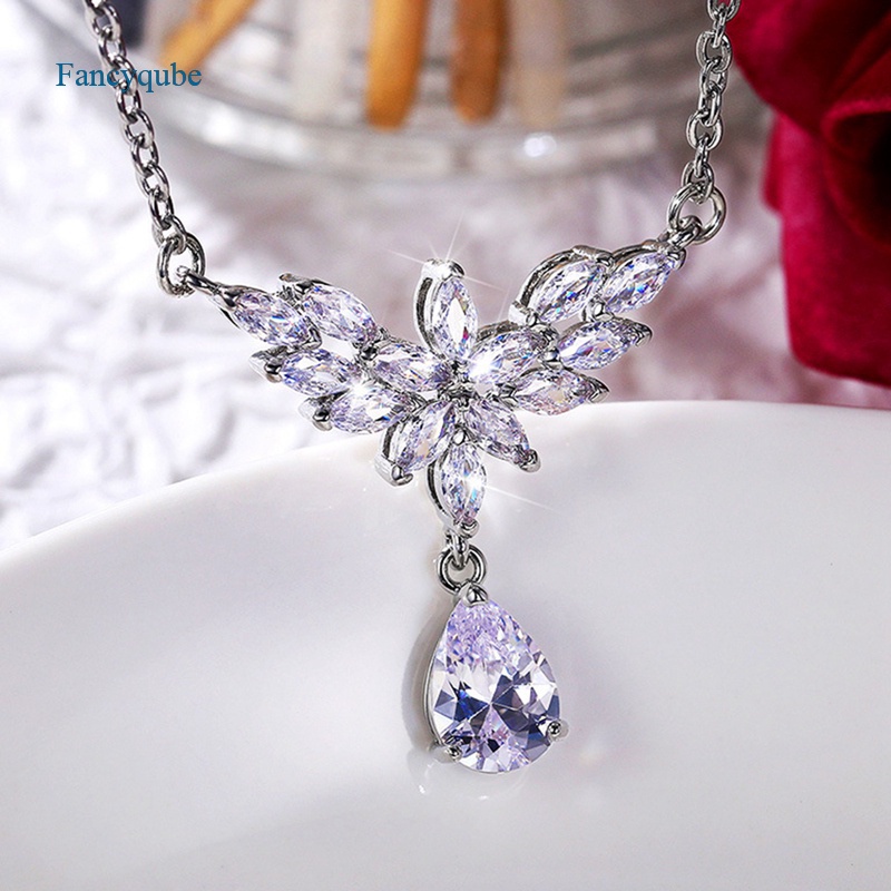 Fancyqube Kalung Liontin Cubic Zirconia Untuk Wanita