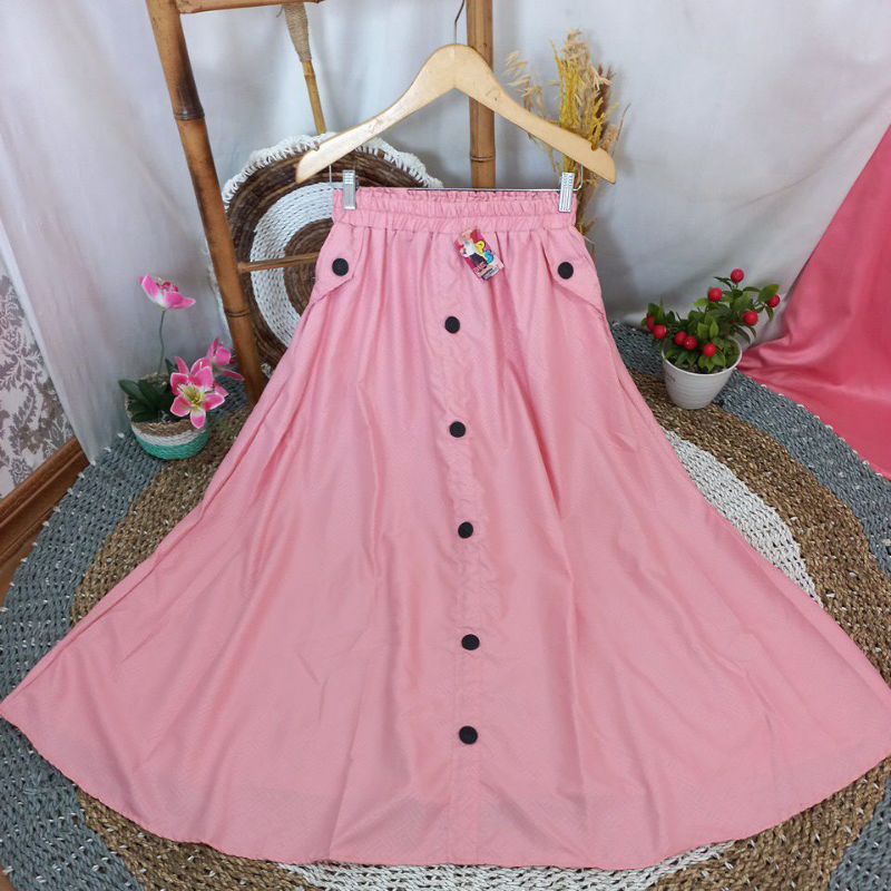 Rok Payung Panjang Muslim Kantor Wanita Jumbo Bahan Moscrape-Dusty