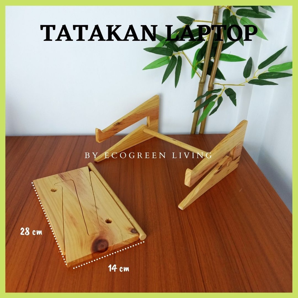 COD - Stand Holder Laptop Stik Kayu Meja Stand Monitor Portable Unik Minimalis