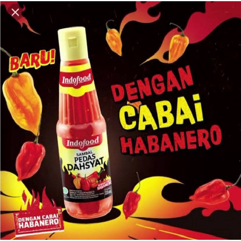 

Sambal Pedas Dahsyat Indofood 335 ml - Saus Indofood - Saos Indofood