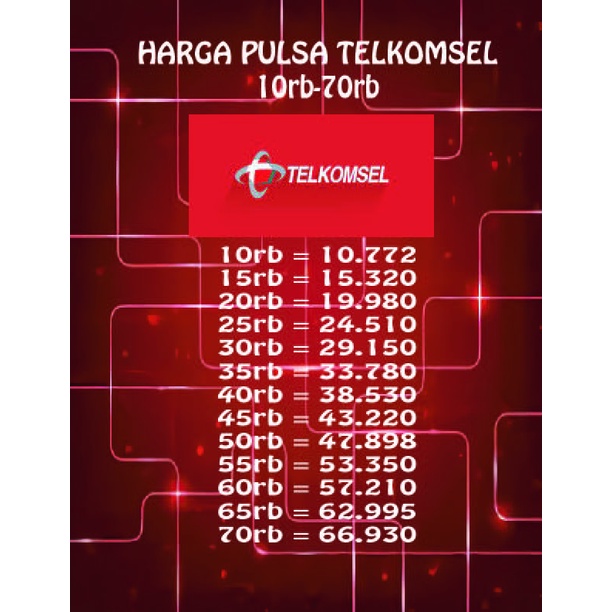 PULSA TELKOMSEL/PULSA TELKOMSEL MURAH/PULSA TRANSFER/PULSA ISI ULANG/PULSA 10RB-70RB