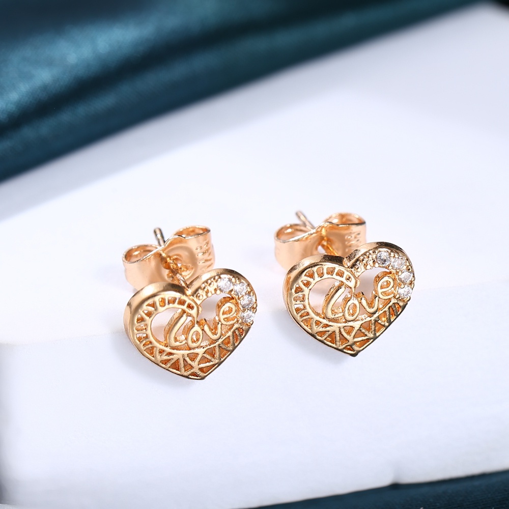 ✨D.G.C✨ ✅COD Anting Tusuk Titanium Anti Karat Fashion Rose Gold Anting LOVE Anting Anting Wanita Murah D251