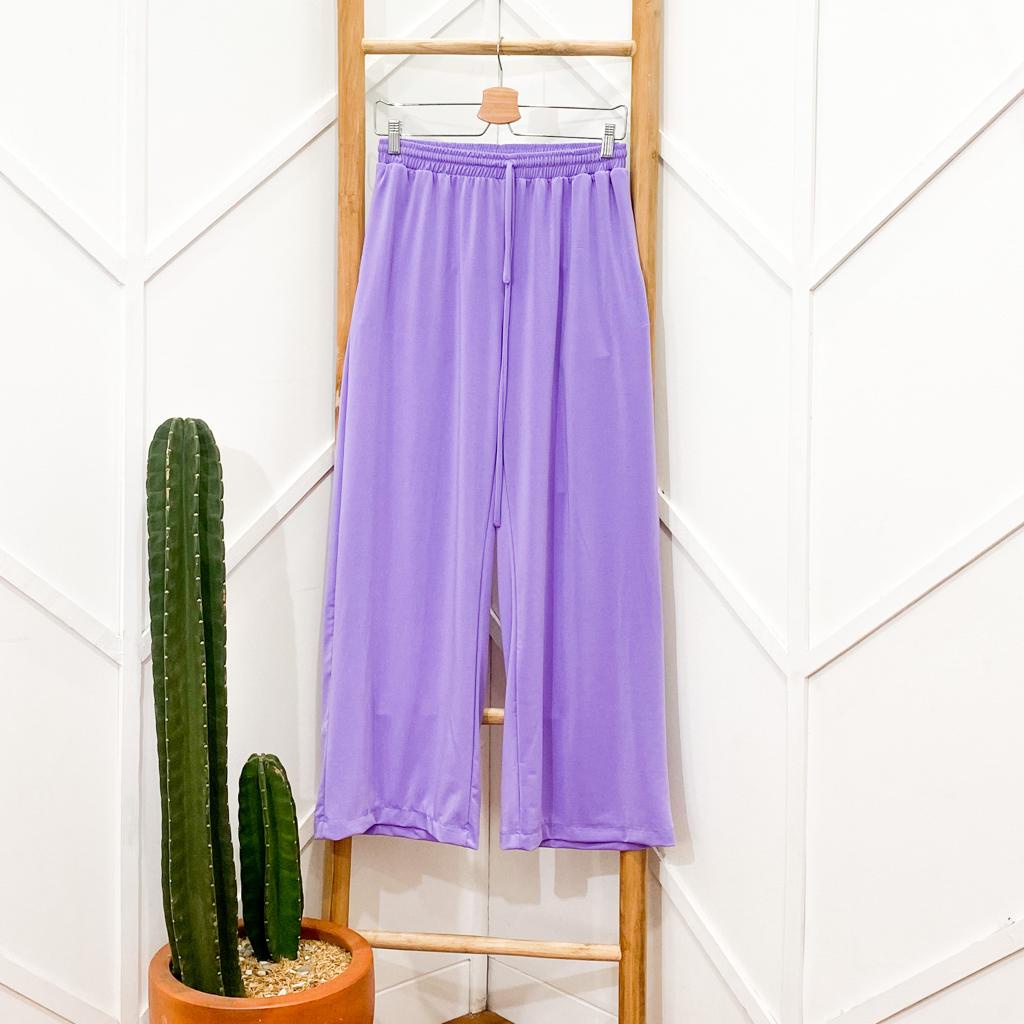 Dinda Pants Celana Kulot Wanita Panjang / Kulot Tali / Kulot Polos Premium Jersey Cullote Bawahan Wanita Terbaru Murah Kekinian-Lilac