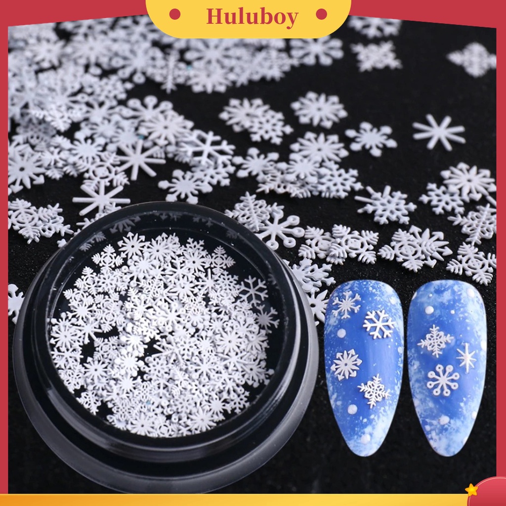 Huluboy Huluboy♡ 100pcs / Botol Stiker Kuku 3D Motif Kepingan Salju Untuk Dekorasi Nail Art