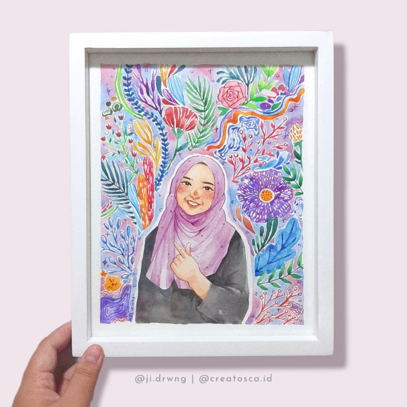 Jual Watercolor Illustration 8r Ilustrasi Wajah Watercolor