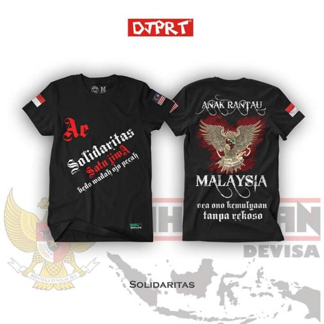 KAOS ANAK RANTAU INDONESIA MALAYSIA - ANAK RANTAU SOLIDARITAS HITAM - KAOS DJEPRUT ORIGINAL