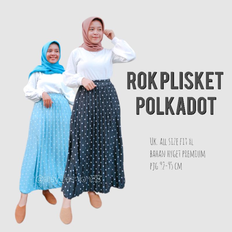 Rok Plisket Polkadot Premium - Rok wanita