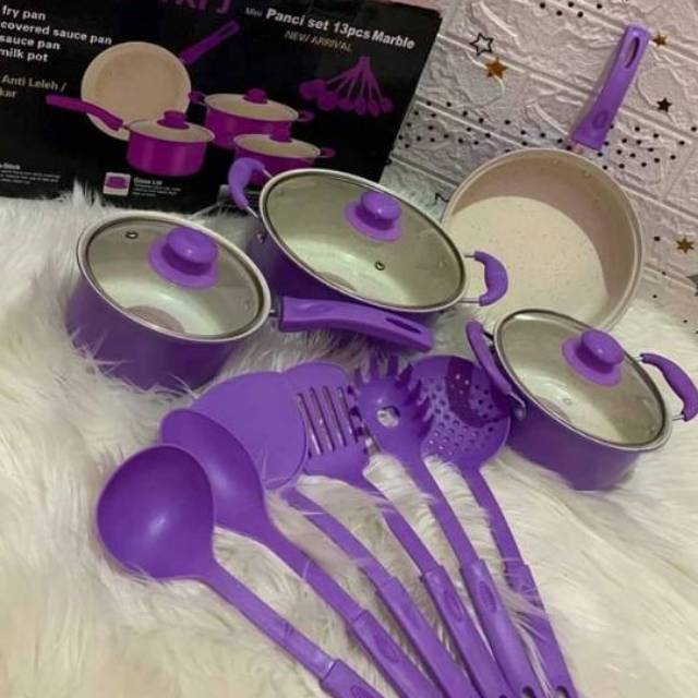 Panci Set Tri j 13 pcs Cookware Marble