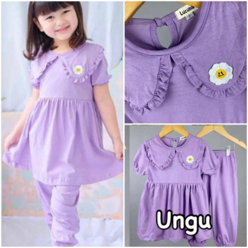 setelan anak DAISY SMILEE LILAC 1-5th / set anak polos setcel