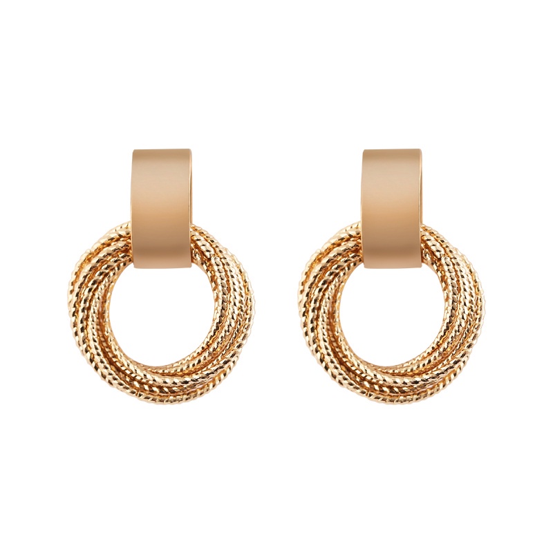 Anting Vintage multi-layer Bulat Untuk Wanita Aksesoris Telinga Korea