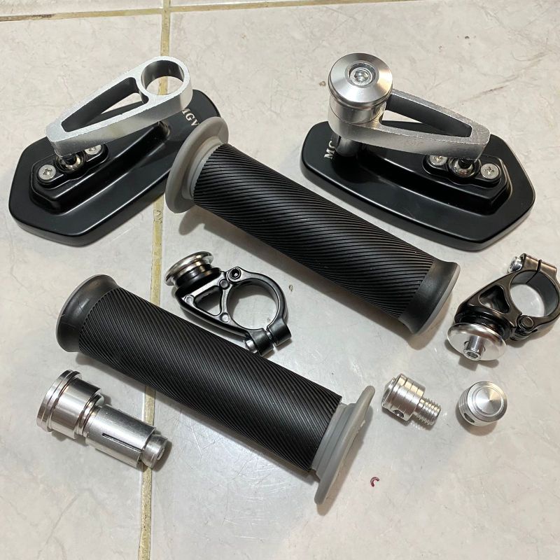 PAKET SPION JALU BAR END OVAL SEGI LIMA KACA DATAR PLUS HAND GRIP N MAX PCX ADV SCOOPY AEROX VESPA