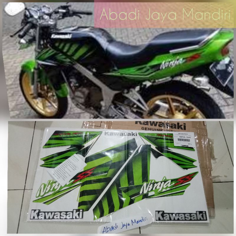 striping Lis Stiker asli Kawasaki Ninja Ss hijau hitam zebra 2014 asli kawasaki full set ORI origina