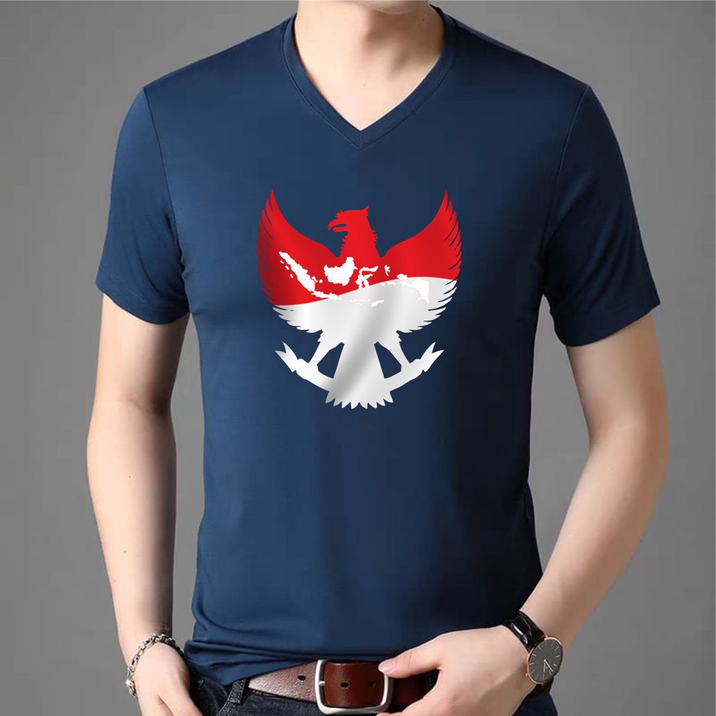 KAOS PRIA WANITA LEHER V-NECK DISTRO GARUDA MP DEWASA T-SHIRT SIMPEL