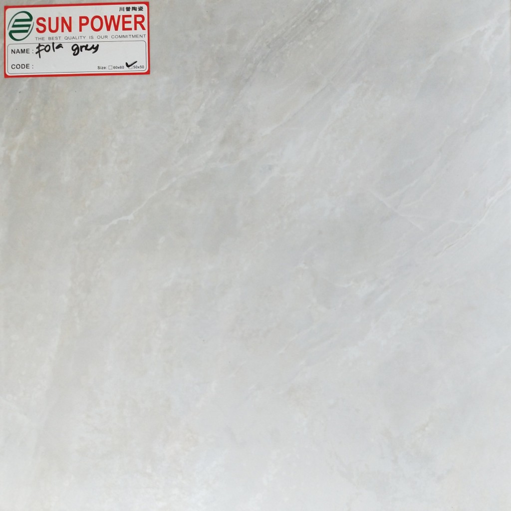 Keramik Lantai (Glossy)/ SUN POWER FOLA GREY 50X50 KW1/ 026